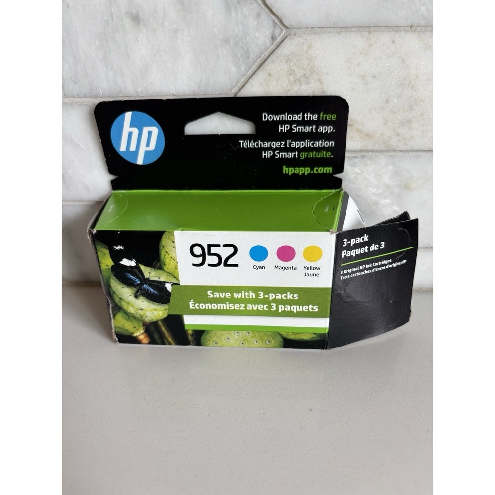 HP 952 Tri-Color Cyan Magenta Yellow Ink 3-Packs Expired 2/2026 Open Box